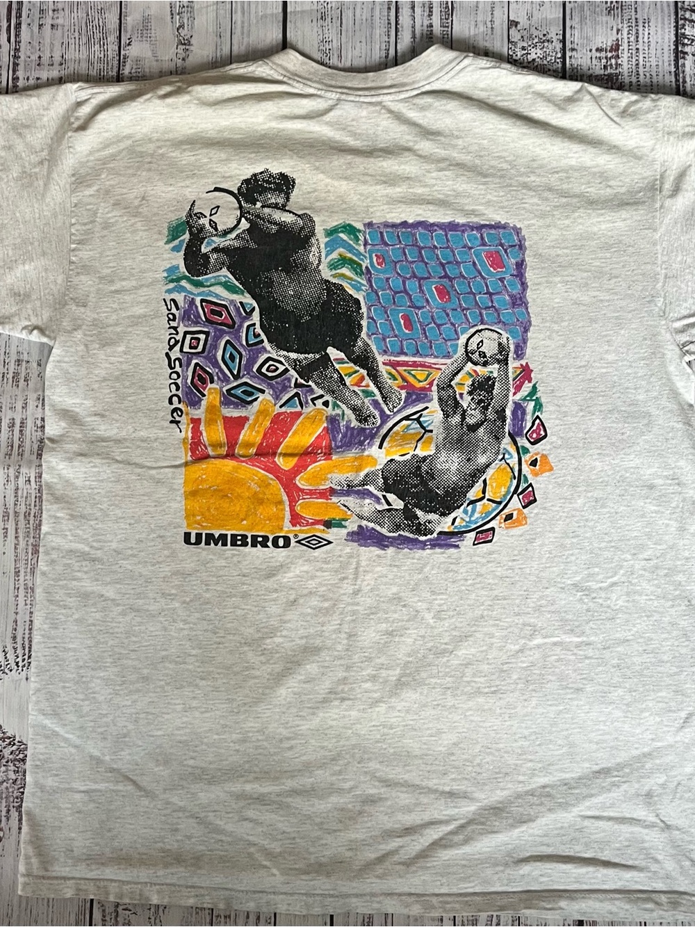 Vintage 90s Umbro Sand Soccer Graphic Tshirt Made in USA Beach Retro XL